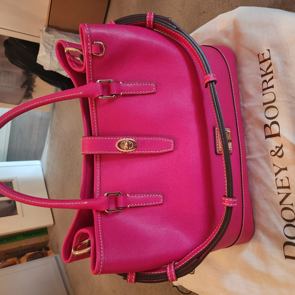 Dooney & Bourke Hot Pink Satchel with Gold Accents